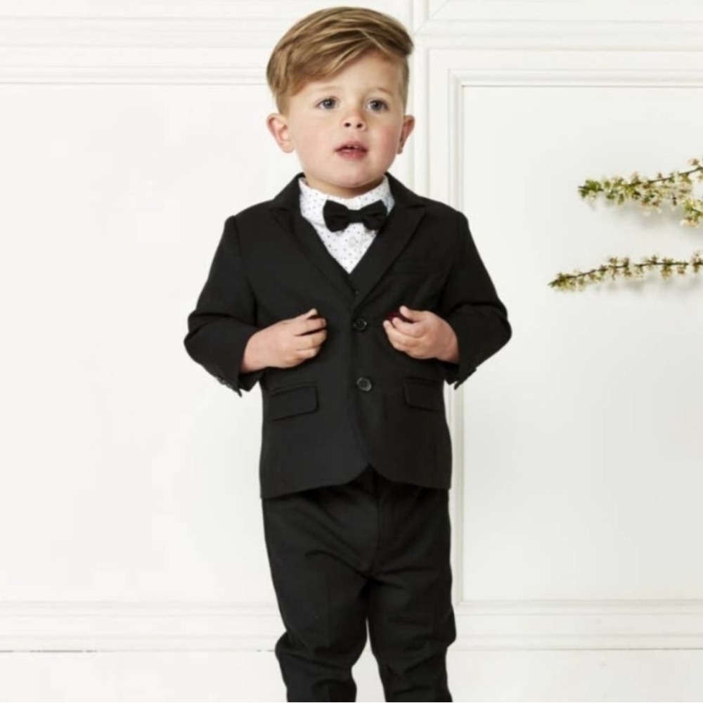 NWT New With Tags Baby Boys 6-12 Months Black Special Occasion Wool Suit Jacket